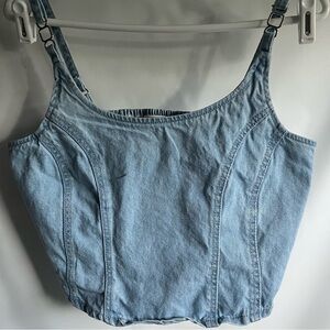Blue Denim Fabric cropped top westernwear large